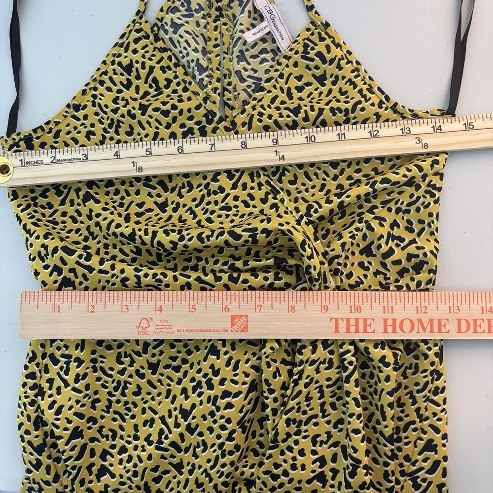 BCBGenteration | Yellow Faux Wrap Mini Dress Sz 0 Animal Print - Picture 14 of 15